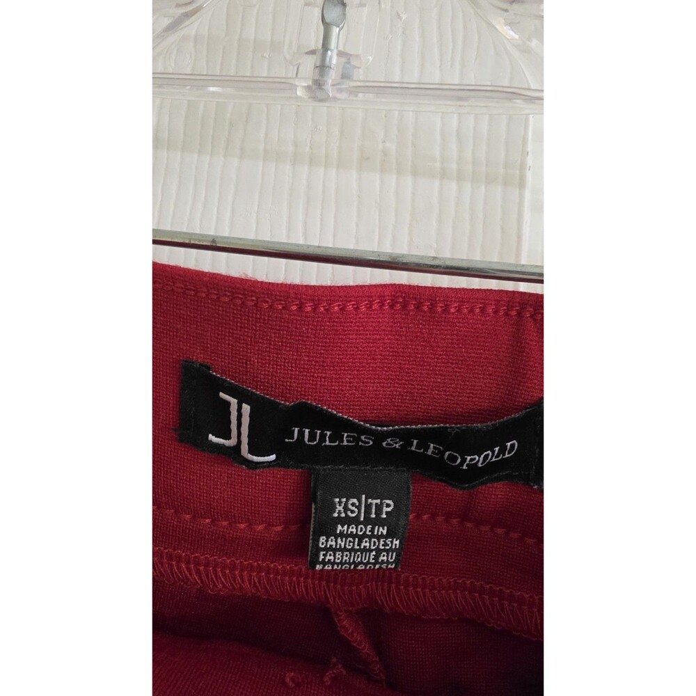 Jules & Leopold Women’s Red Solid Flat Front Dress Pants Straight Pockets XS - Picture 2 of 4